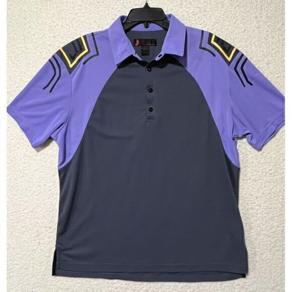 Jamie Sadock Polo Shirt Mens Lg Grey and Purple, Black Metal Snap  Buttons 00022